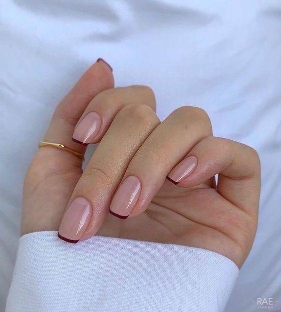 فرنچ رنگی ناخن مدل فرنچ ناخن کوتاه