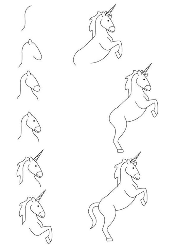 آموزش نقاشی اسب تک شاخ