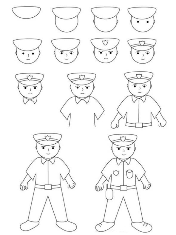 آموزش تصویری نقاشی پلیس برای کودکان