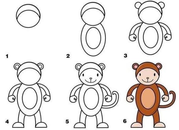 آموزش تصویری نقاشی میمون