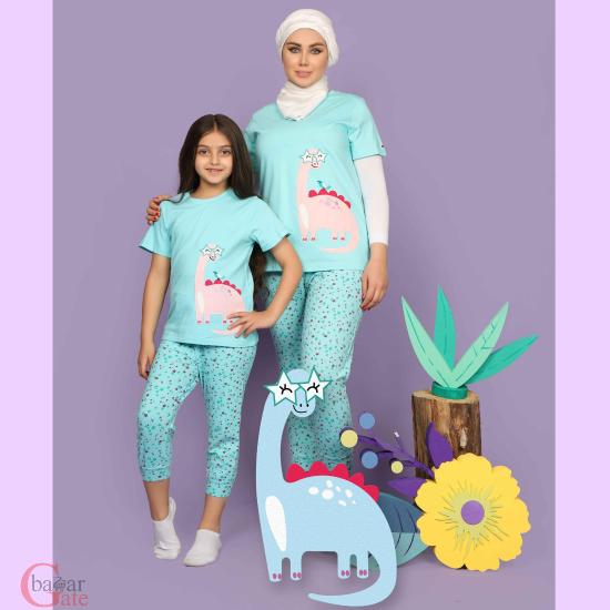 ست راحتی مادر و دختر تیشرت و شلوار دخترانه مدل داینا