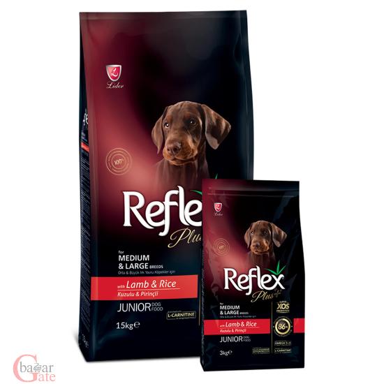 غذای خشک سگ رفلکس پلاس مخصوص سگ های جوان با طعم گوشت بره و برنج Lamb & Rice