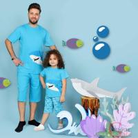 ست راحتی پدر و پسر- تیشرت و شلوارک راحتی مدل ریکی